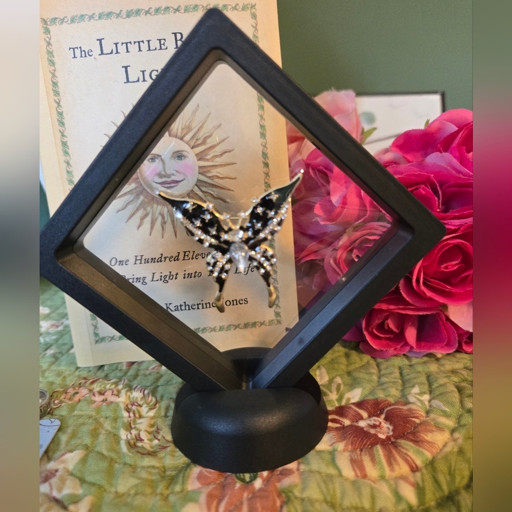Black Butterfly Brooch W Memory Frame